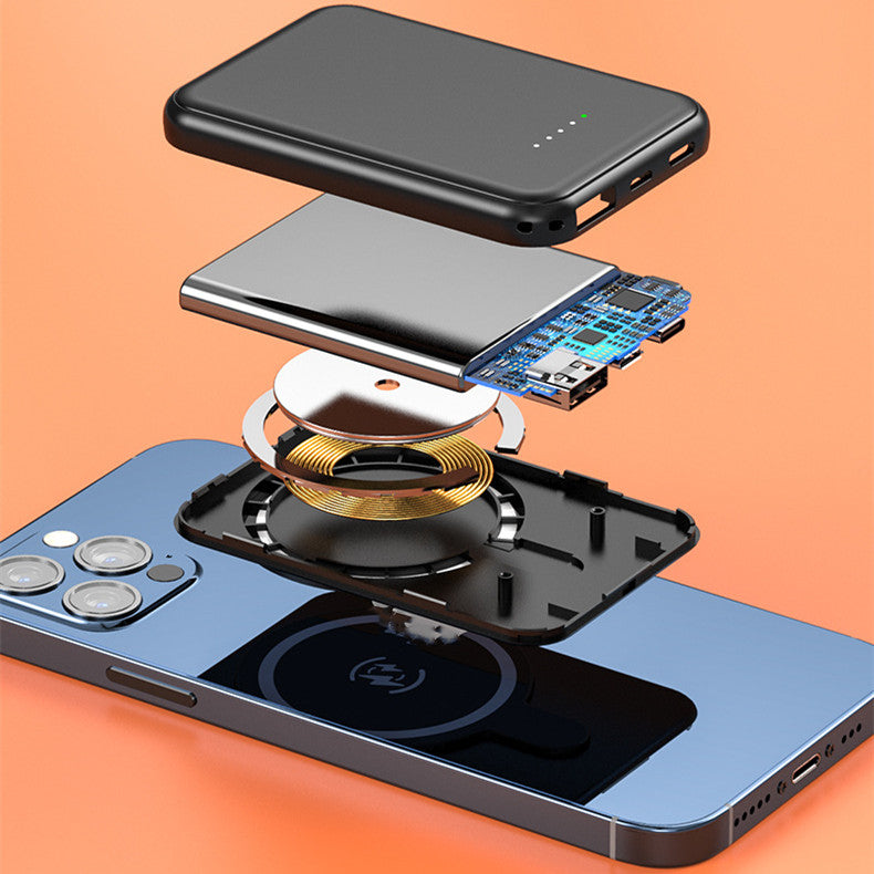 Mini-Magnetische kabellose Powerbank, 5000 mAh, Schnellladefunktion, tragbar